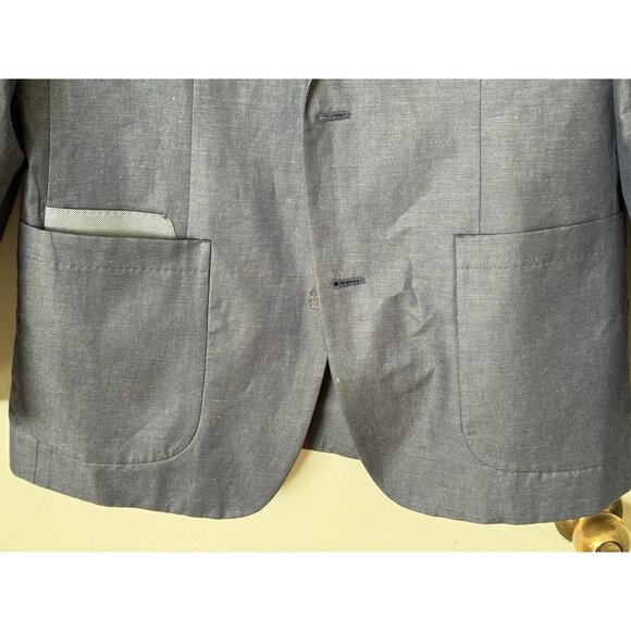 Robert Graham Blazer Men's 40 Gray Blue Cotton Three-Button Floral Lined - Picture 3 of 16